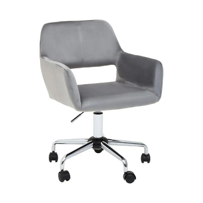 Brent Velvet Home And Office Chair In Grey With Chrome Base