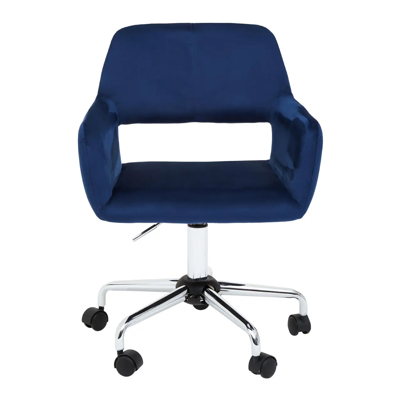 Brent Velvet Home And Office Chair In Navy With Chrome Base