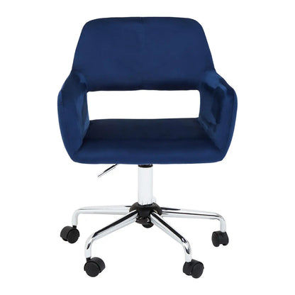 Brent Velvet Home And Office Chair In Navy With Chrome Base