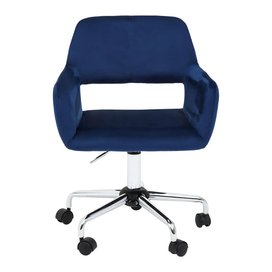 Brent Velvet Home And Office Chair In Navy With Chrome Base