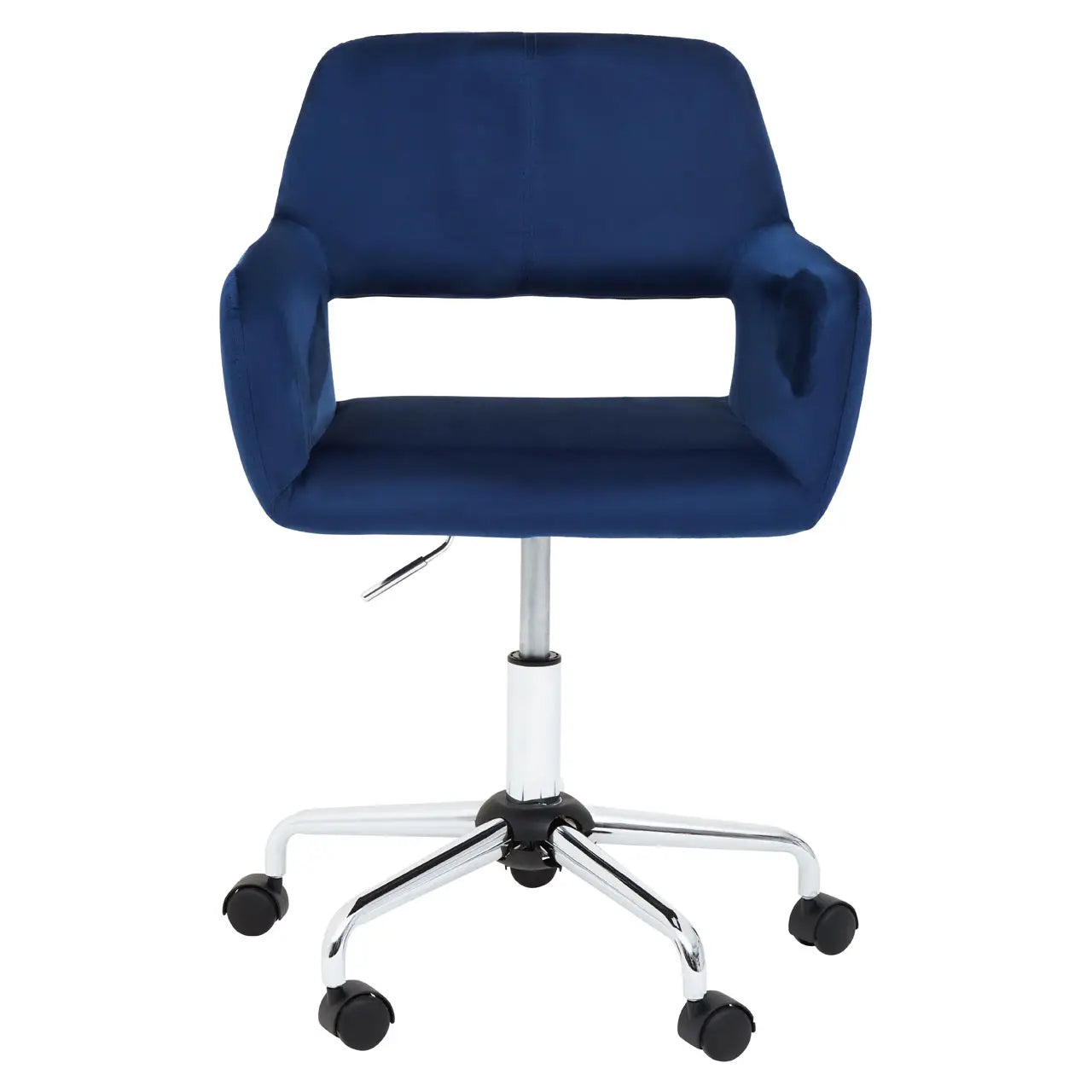 Brent Velvet Home And Office Chair In Navy With Chrome Base