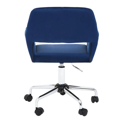 Brent Velvet Home And Office Chair In Navy With Chrome Base
