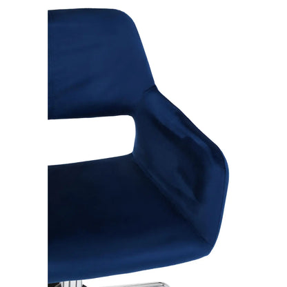 Brent Velvet Home And Office Chair In Navy With Chrome Base