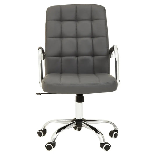 Brent Faux Leather Home And Office Chair In Grey