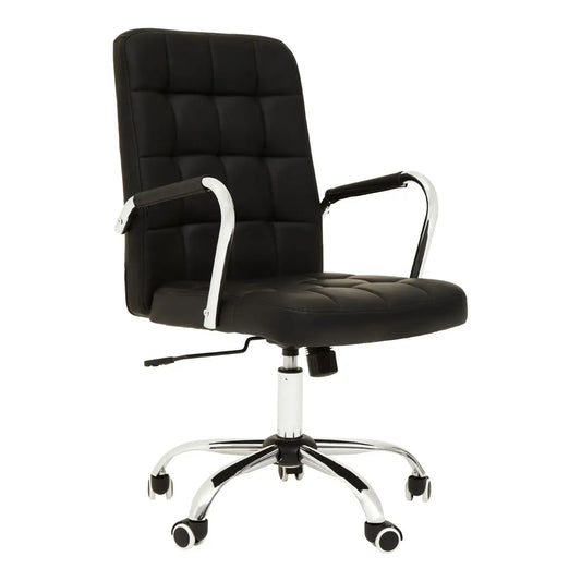 Brent Tufted Faux Leather Home And Office Chair In Black