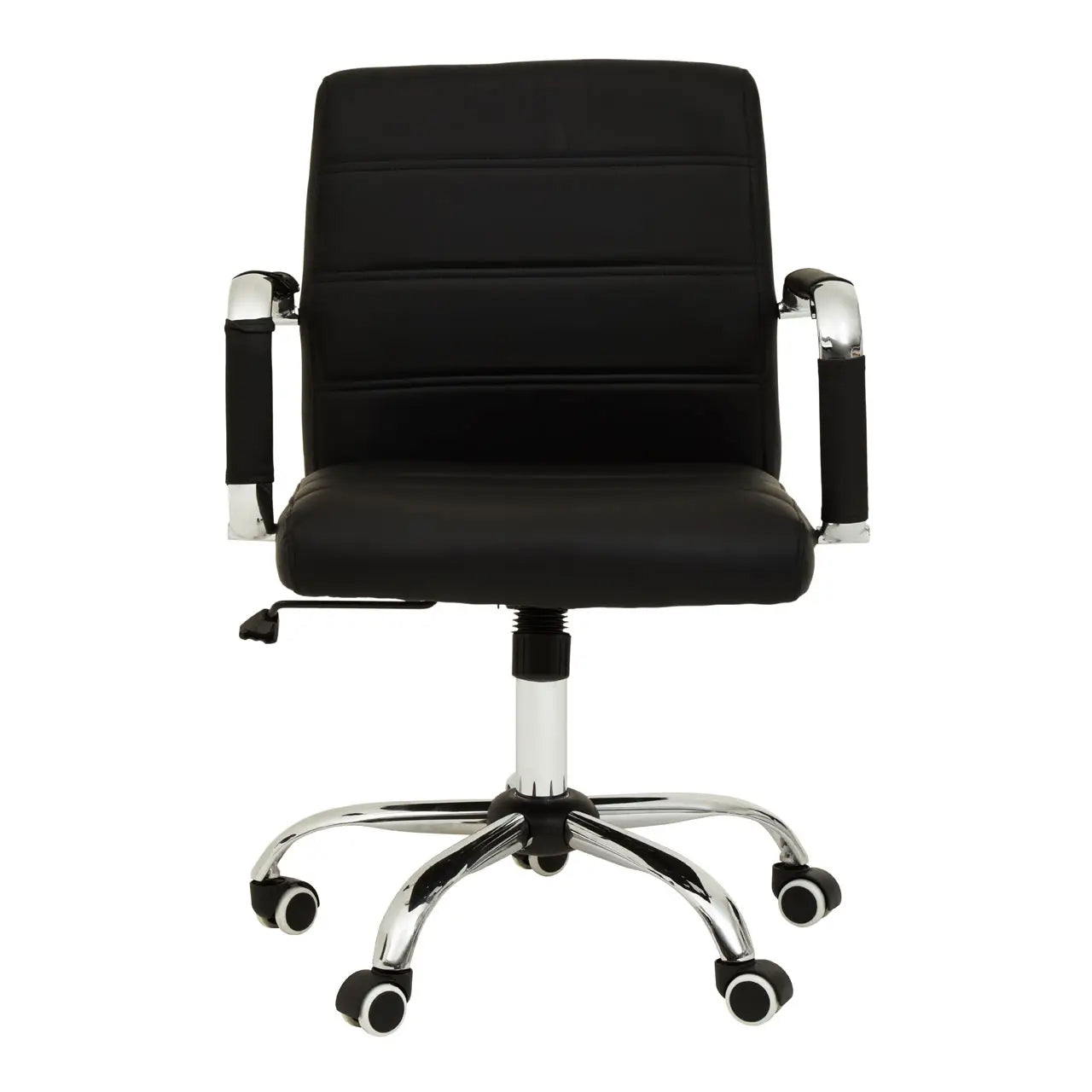 Brent Faux Leather Home And Office Chair In Black With Chrome Base