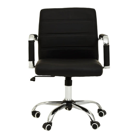 Brent Faux Leather Home And Office Chair In Black With Chrome Base