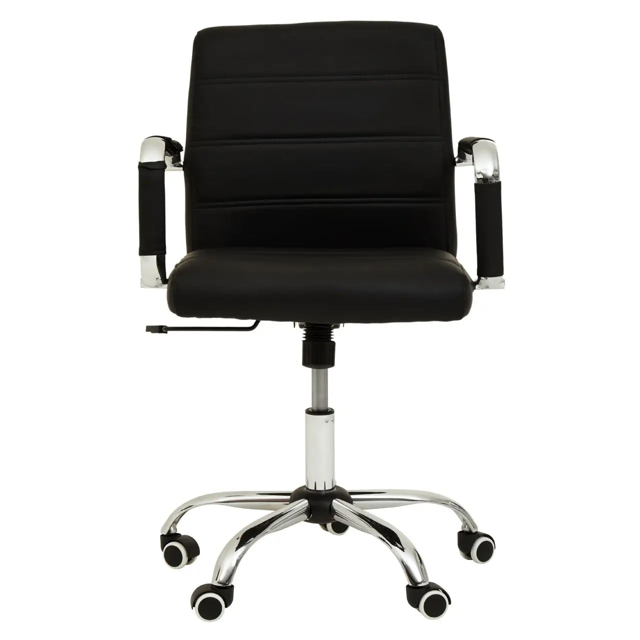 Brent Faux Leather Home And Office Chair In Black With Chrome Base