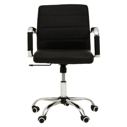 Brent Faux Leather Home And Office Chair In Black With Chrome Base