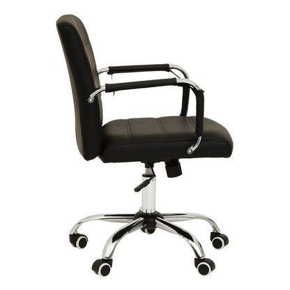 Brent Faux Leather Home And Office Chair In Black With Chrome Base
