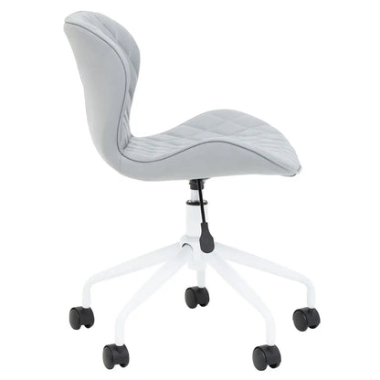 Brent Faux Leather Home And Office Chair In Grey With White Base