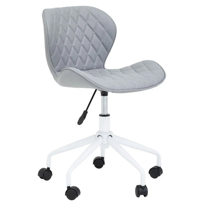 Brent Faux Leather Home And Office Chair In Grey With White Base