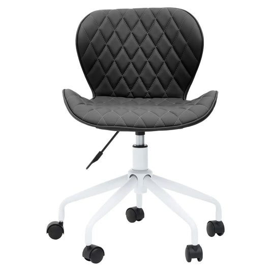 Brent Faux Leather Home And Office Chair In Black With White Base