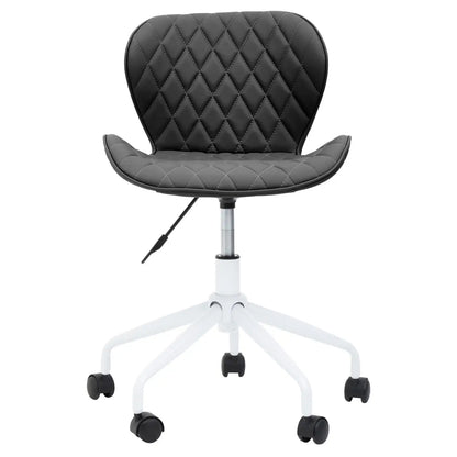 Brent Faux Leather Home And Office Chair In Black With White Base