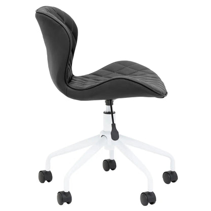 Brent Faux Leather Home And Office Chair In Black With White Base