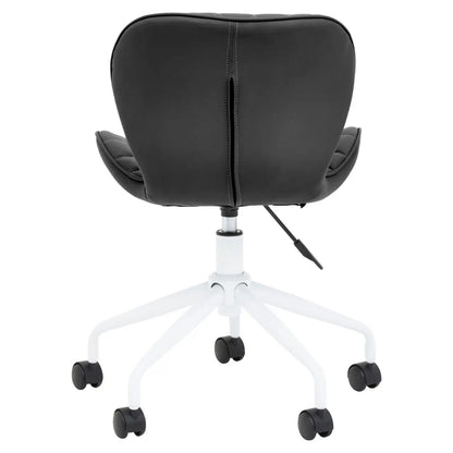 Brent Faux Leather Home And Office Chair In Black With White Base