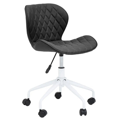 Brent Faux Leather Home And Office Chair In Black With White Base