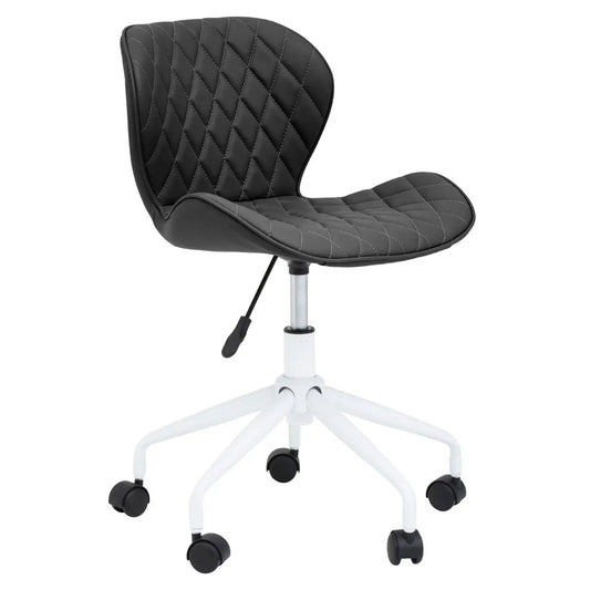 Brent Faux Leather Home And Office Chair In Black With White Base