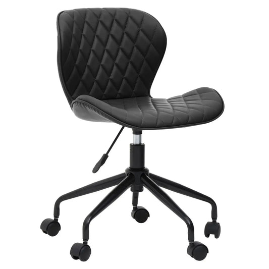 Brent Faux Leather Home And Office Chair In Black With Black Base