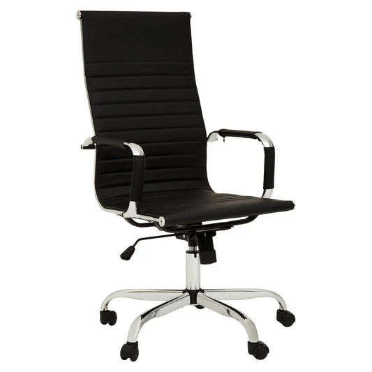 Brent High Back Faux Leather Home And Office Chair In Black