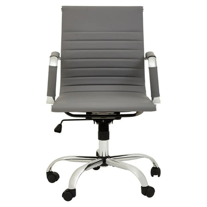 Brent Low Back Faux Leather Home And Office Chair In Grey