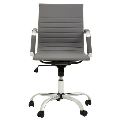 Brent Low Back Faux Leather Home And Office Chair In Grey