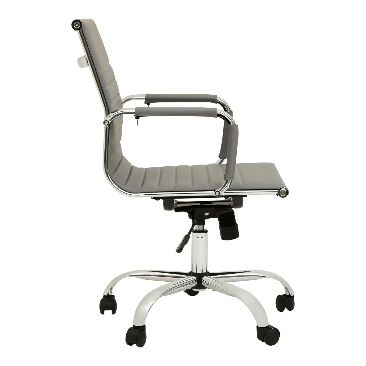 Brent Low Back Faux Leather Home And Office Chair In Grey