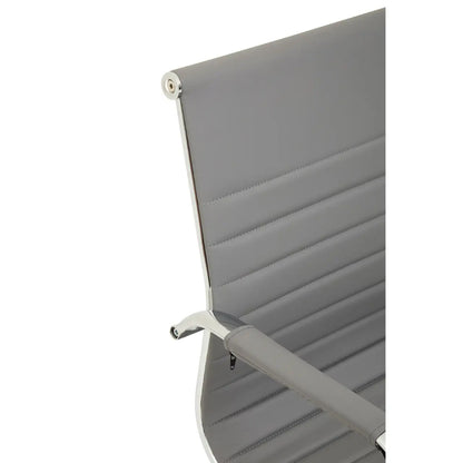 Brent Low Back Faux Leather Home And Office Chair In Grey