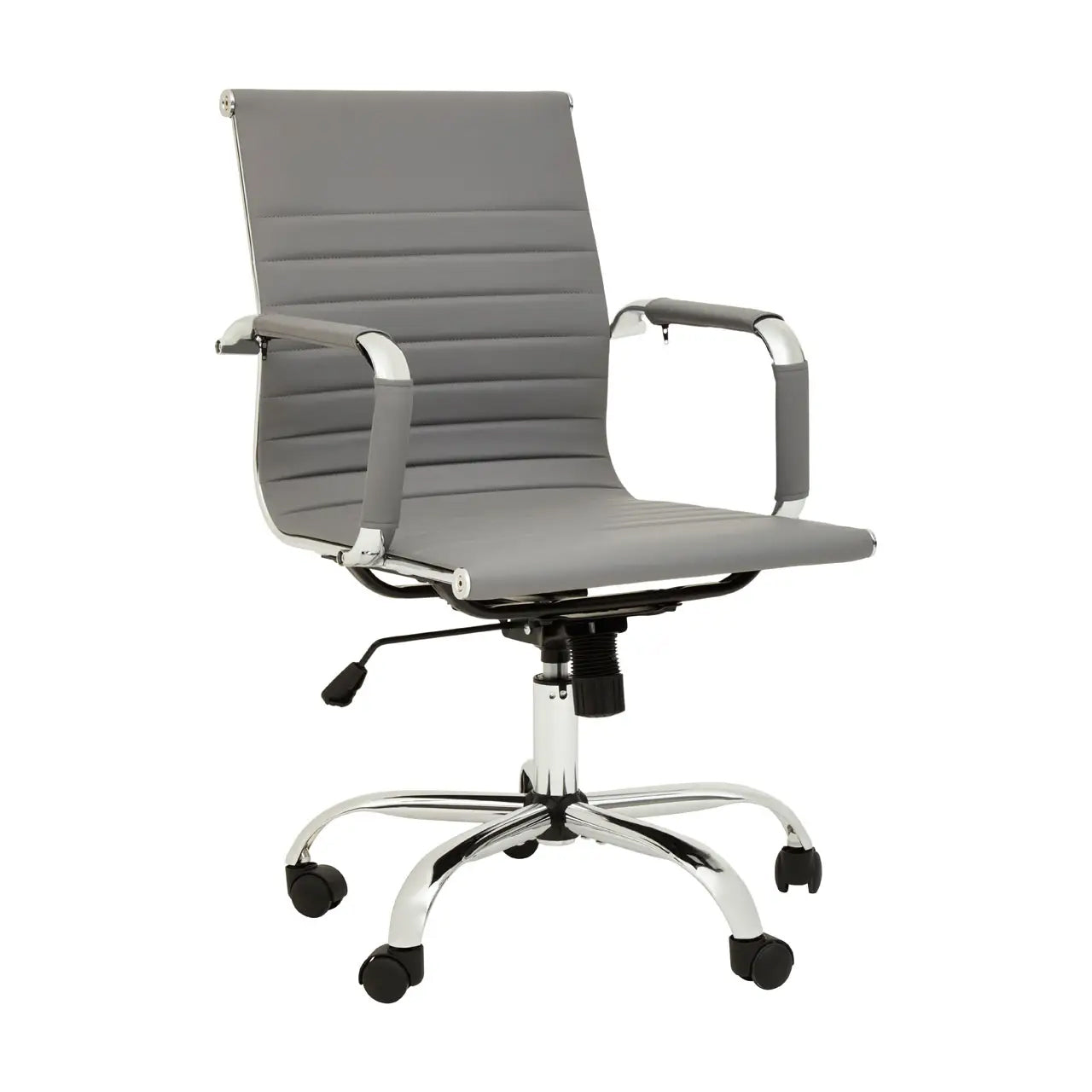 Brent Low Back Faux Leather Home And Office Chair In Grey
