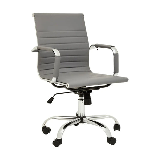 Brent Low Back Faux Leather Home And Office Chair In Grey