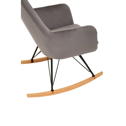 Stockholm Velvet Rocking Chair In Grey