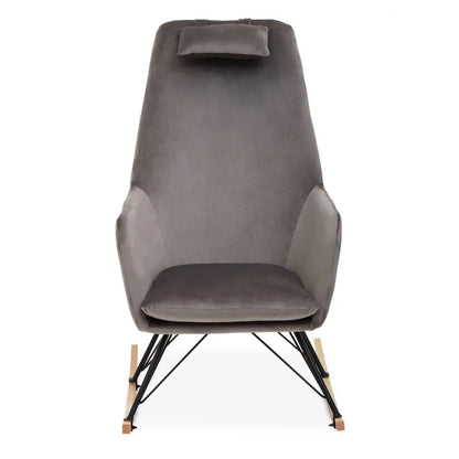Stockholm Velvet Rocking Chair In Grey
