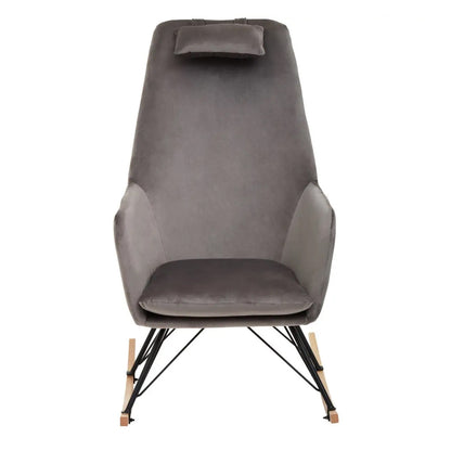 Stockholm Velvet Rocking Chair In Grey