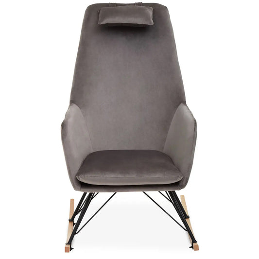 Stockholm Velvet Rocking Chair In Grey
