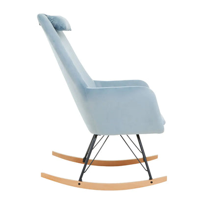 Stockholm Velvet Rocking Chair In Blue