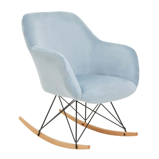 Stockholm Small Velvet Rocking Chair In Blue