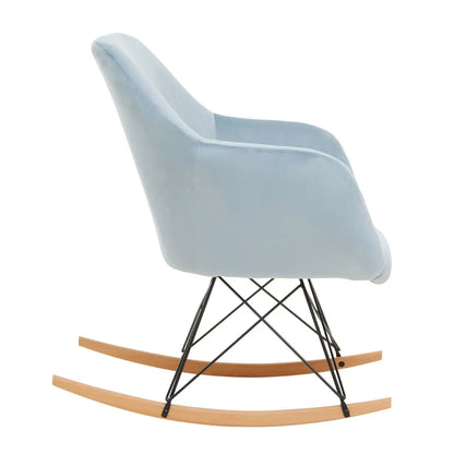 Stockholm Small Velvet Rocking Chair In Blue
