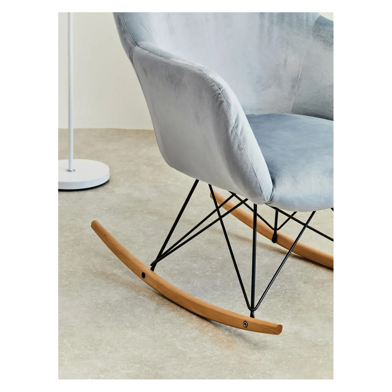 Stockholm Small Velvet Rocking Chair In Blue