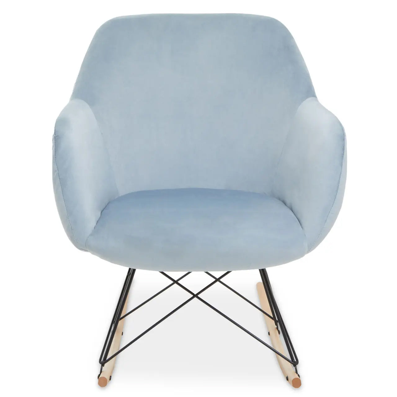 Stockholm Small Velvet Rocking Chair In Blue