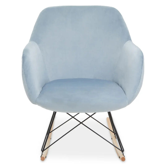 Stockholm Small Velvet Rocking Chair In Blue