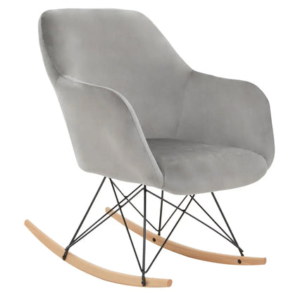 Stockholm Small Velvet Rocking Chair In Grey