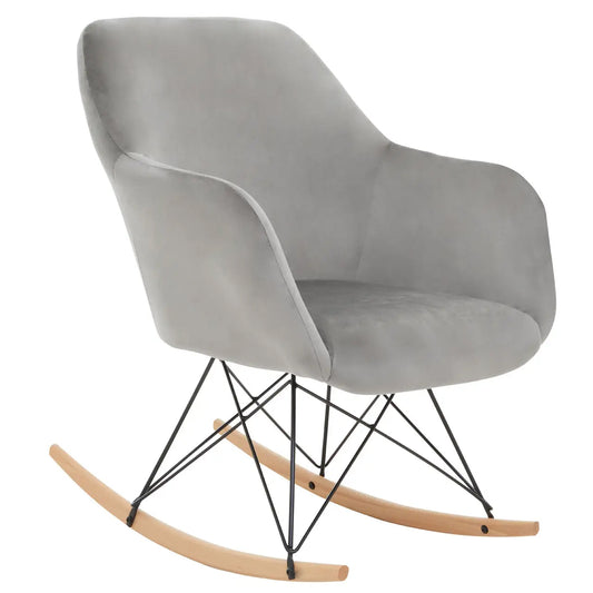 Stockholm Small Velvet Rocking Chair In Grey