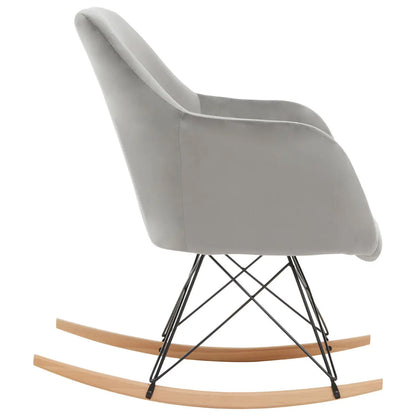 Stockholm Small Velvet Rocking Chair In Grey