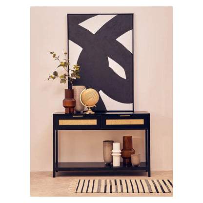 Sherman Wooden Console Table With 2 Drawers In Black