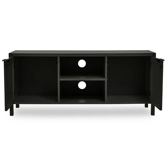 Sherman Wooden TV Stand With 2 Doors 1 Shelf In Black