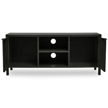 Sherman Wooden TV Stand With 2 Doors 1 Shelf In Black