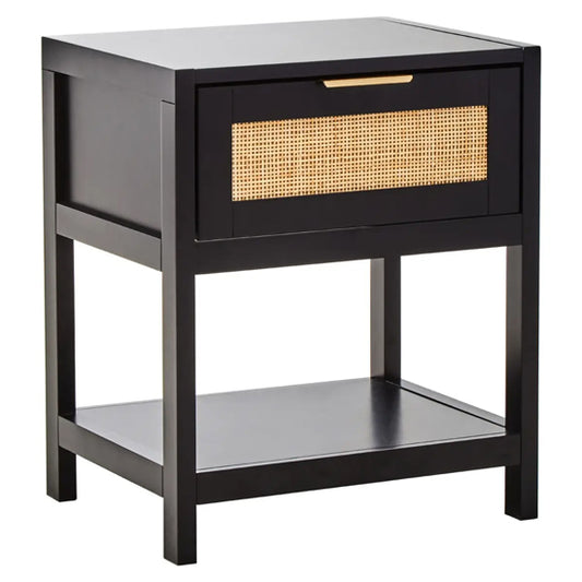 Sherman Wooden Side Table With 1 Drawer In Black