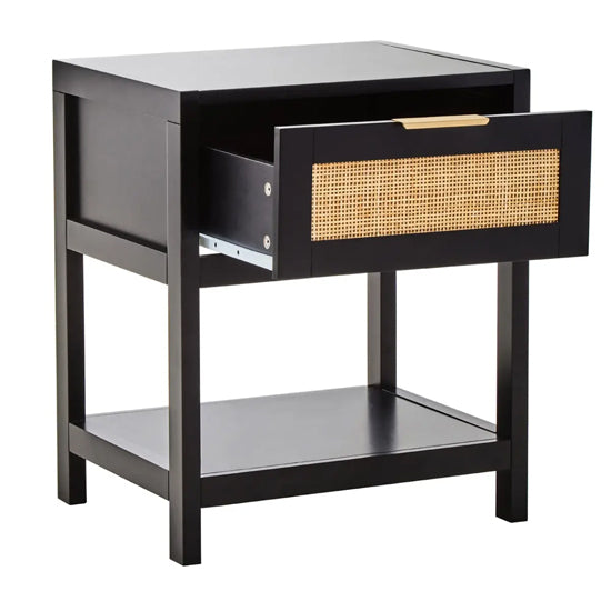 Sherman Wooden Side Table With 1 Drawer In Black