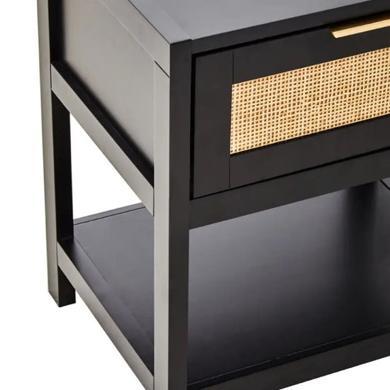Sherman Wooden Side Table With 1 Drawer In Black