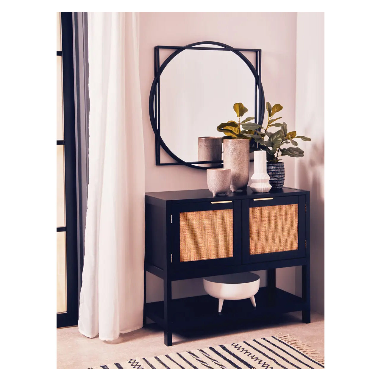Sherman Wooden Sideboard With 2 Doors In Black